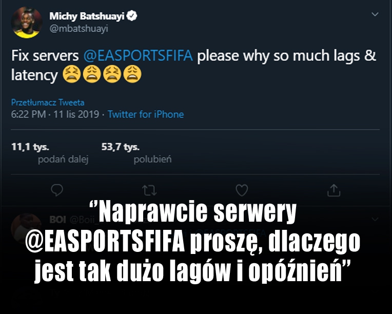 Michy Batshuayi narzeka na serwery EA... :D